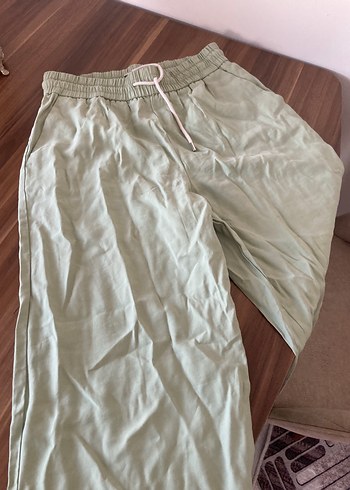 Stradivarius Mint yeşili Kadın Keten Rahat Kesim Pantolon
