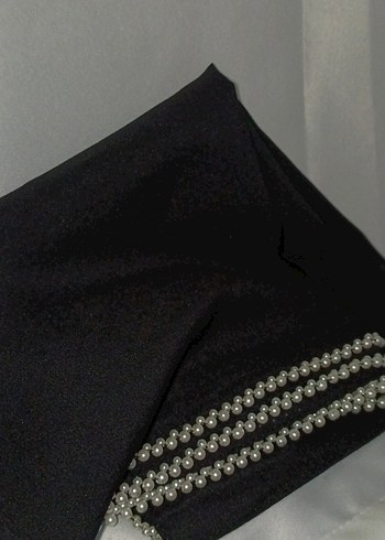 İnci İşlemeli Siyah Şal, İnci Oyalı - Görsel 3
