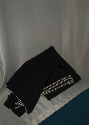 İnci İşlemeli Siyah Şal, İnci Oyalı - Görsel 4