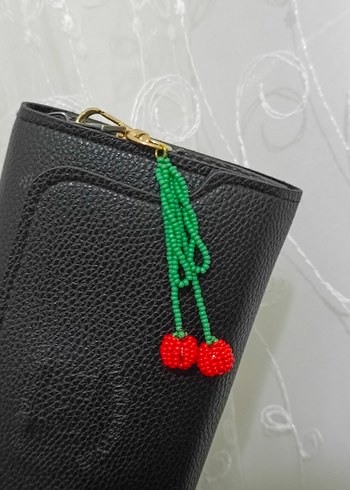 Kiraz tasarımlı charm, çanta süsü - Görsel 4