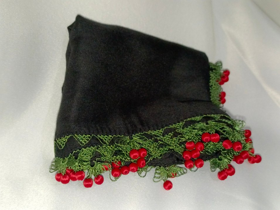 Kiraz oyalı eşarp - Görsel 3