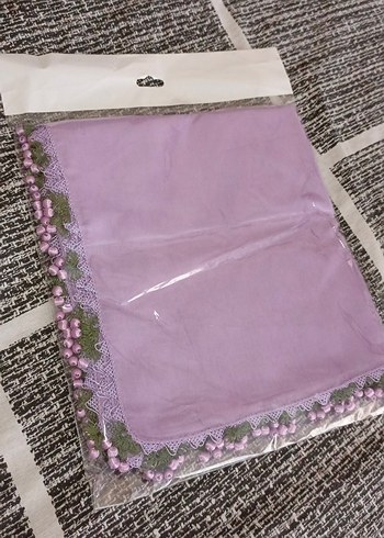 Lila Sarma kiraz boncuklu iğne oyası - Görsel 4