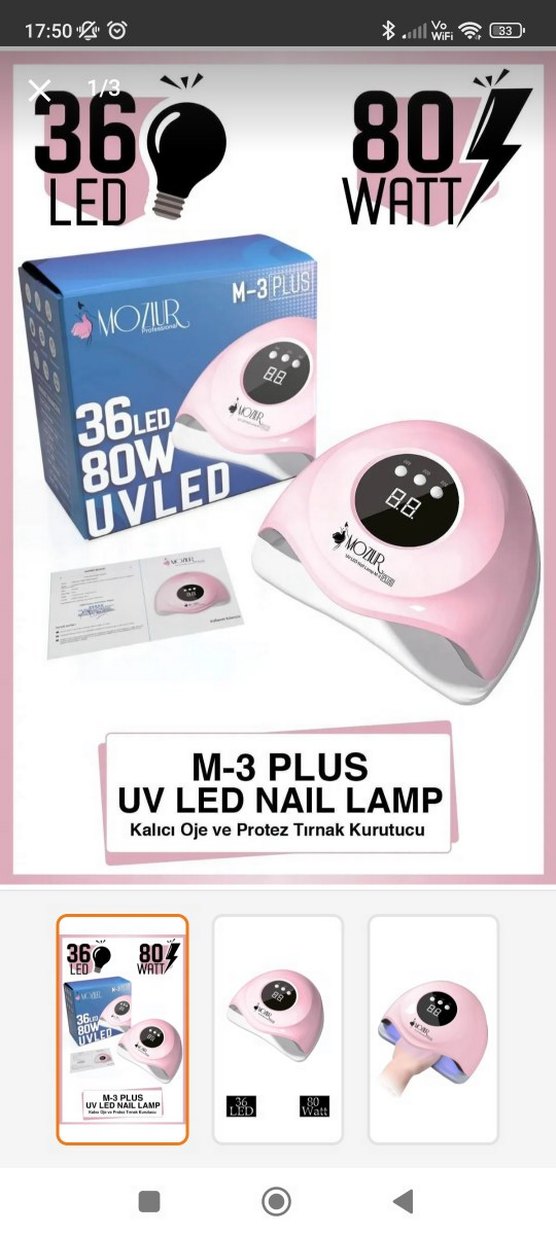 Pembe 36 LED 80 Watt Tırnak Kurutucu - Görsel 2