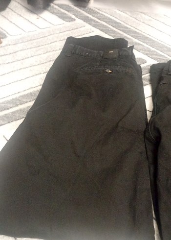 Düğmeli Siyah Süet Erkek Pantolon - Görsel 2