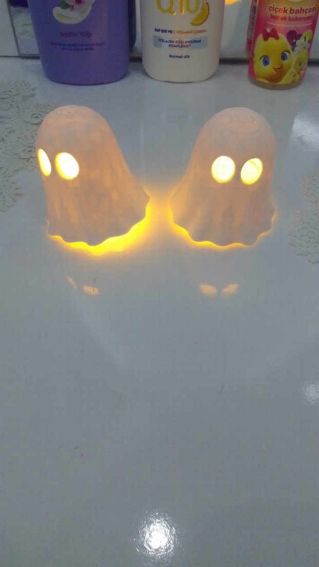 Beyaz Hayalet Animasyon Figürü 3d yazıcı mini mum ledli 2 adet - Görsel 3