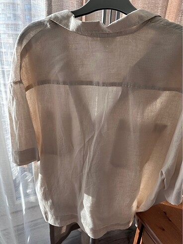 l Beden camel Renk H&M keten oversize gömlek kusursuz bir kez giyildi