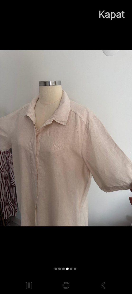 Krem  Keten  Midi Kadın  Elbise Backstage marka - Görsel 4