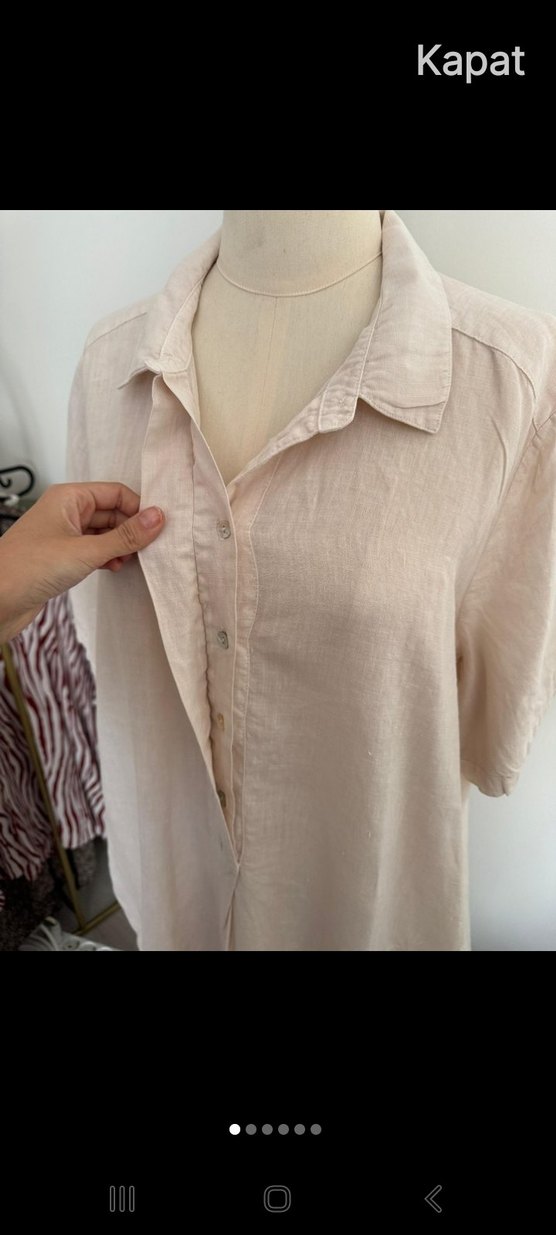 Krem  Keten  Midi Kadın  Elbise Backstage marka - Görsel 3