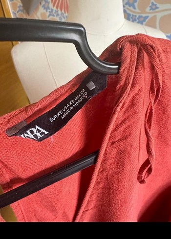 Zara  kiremit kırmızı  midi tulum elbise - Görsel 3