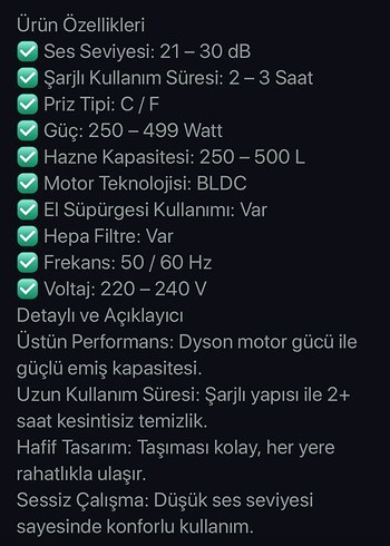  Beden Mor Dyson Kablosuz Elektrikli Süpürge Seti