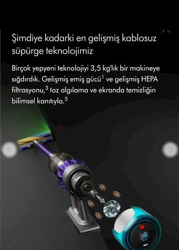 Mor Dyson Kablosuz Elektrikli Süpürge Seti