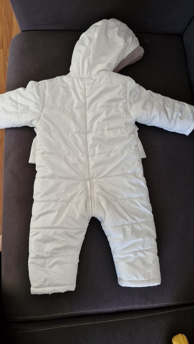 Kürk Detaylı Beyaz Bebek Kışlık Kız Tulumu - Görsel 3