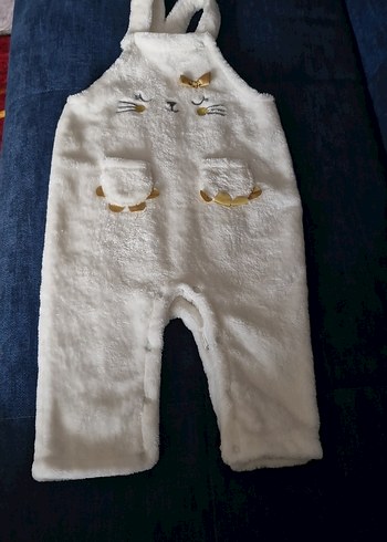 Beyaz Nakışlı Kürklü Kedi Tulumu - Görsel 2