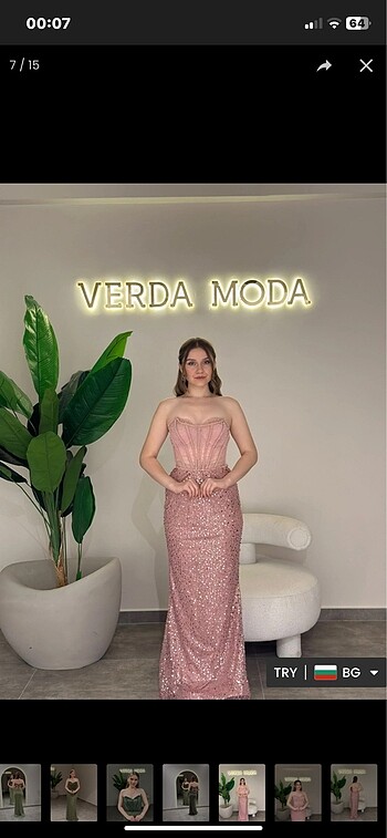 Pudra uzun abiye elbise