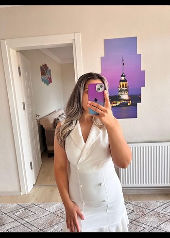 Diğer Beyaz mini ceket elbise