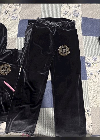 Nakışlı Antrasit Kadın Kapüşonlu Kadife Eşofman Takımı - Görsel 5