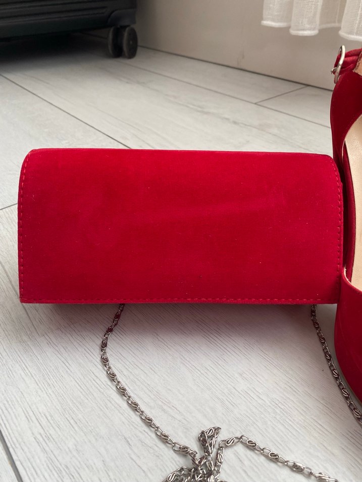 Kırmızı Süet Yüksek Topuklu Kadın Ayakkabı - Görsel 4