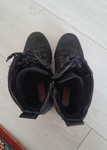 Siyah Deri Bağcıklı Yüksek Topuklu Punk Bot - Görsel 5