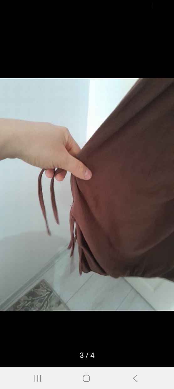 Kahverengi Süet diz altı boy elbise - Görsel 3