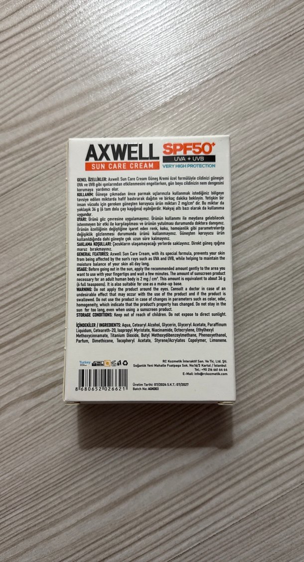 Axwell güneş kremi - Görsel 2
