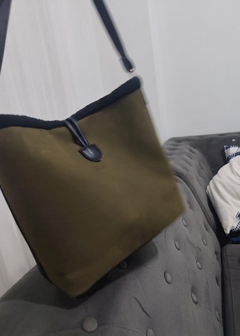 Kahverengi Süet Kadın Omuz Çantası - Görsel 2