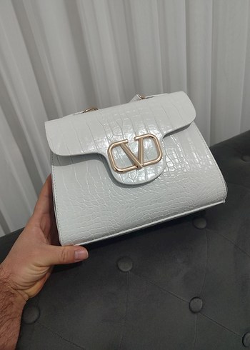 Beyaz Kroko Desenli Kadın Deri Çanta - Görsel 2