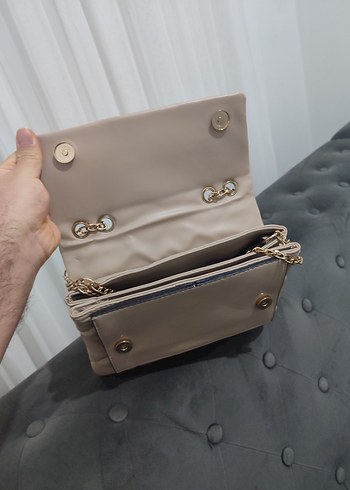 Bej Deri Kadın Çanta Modern Klasik - Görsel 2