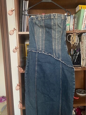 Zara Zara Denim Straplez Elbise
