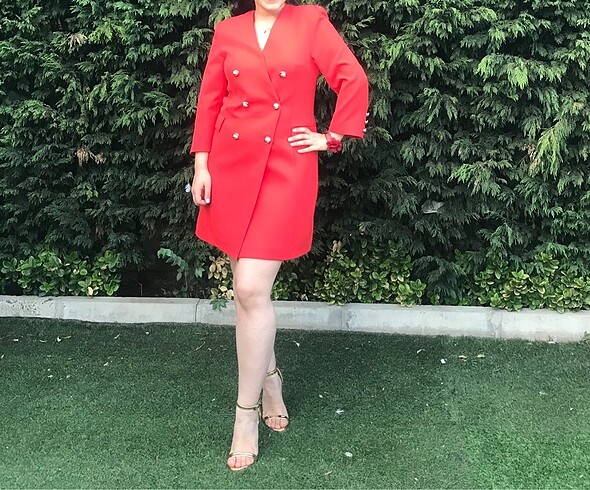 l Beden kırmızı Renk Kırmızı ceket elbise