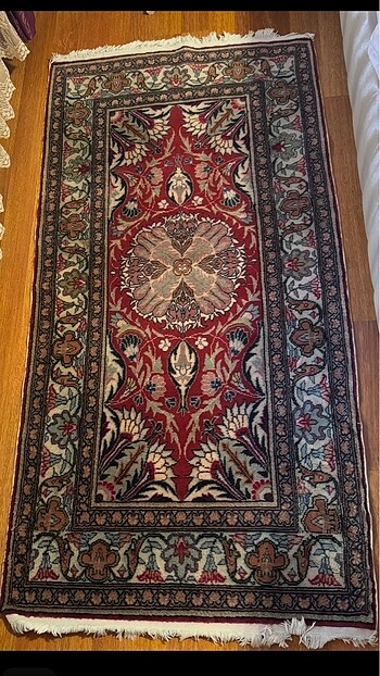 Antika El Dokuma Yün Halı ,İran Tarzı Desenli, 90x178 cm