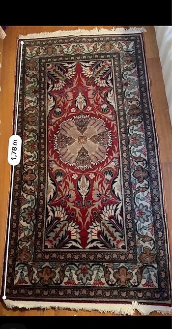 Diğer Antika El Dokuma Yün Halı ,İran Tarzı Desenli, 90x178 cm
