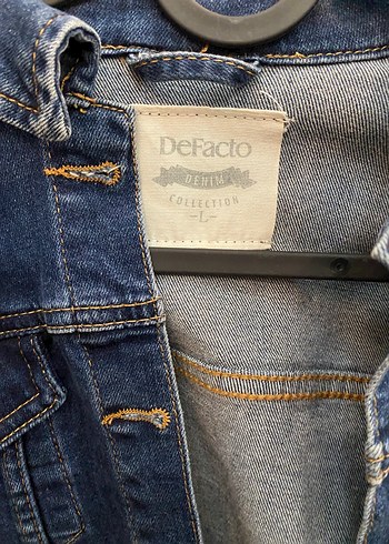 l Beden Kadın Koyu Mavi Düğmeli Denim Ceket