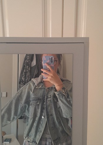 38 Beden mavi Renk Gri-mavi Oversize Denim Ceket