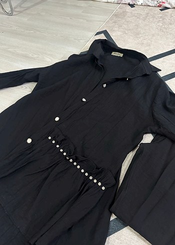 Düğmeli tesettür takım siyah - Görsel 2