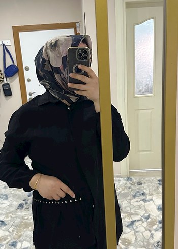 Düğmeli tesettür takım siyah - Görsel 4