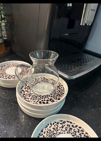 Leopar Desenli çay bardak Tabak Seti 6 li - Görsel 2