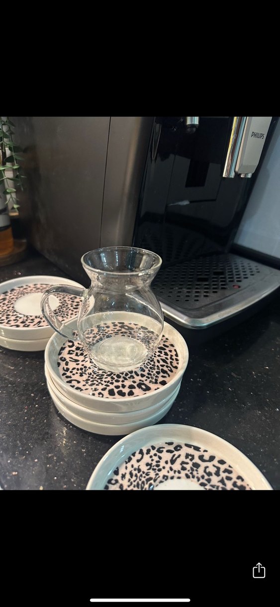 Leopar Desenli çay bardak  Tabak Seti 6 li - Görsel 2