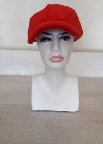 Kırmızı Kadın peluş şapka
