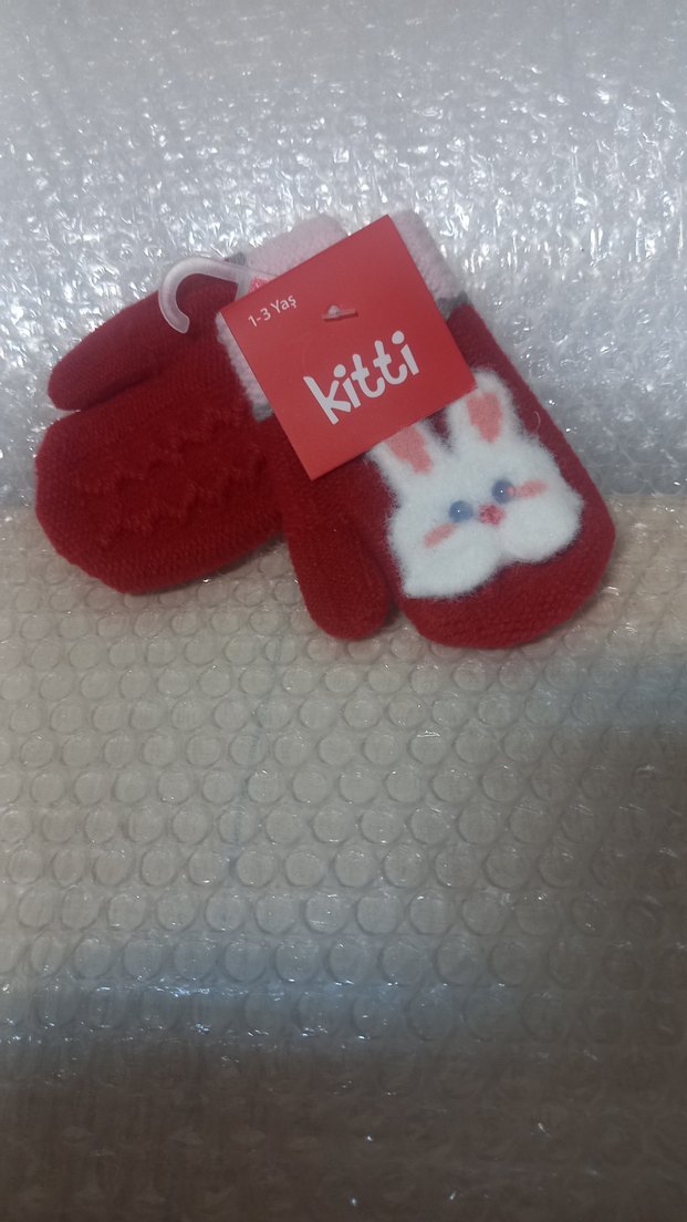 Kitti Kız Çocuk Kırmızı Nakışlı Eldiven - Görsel 2