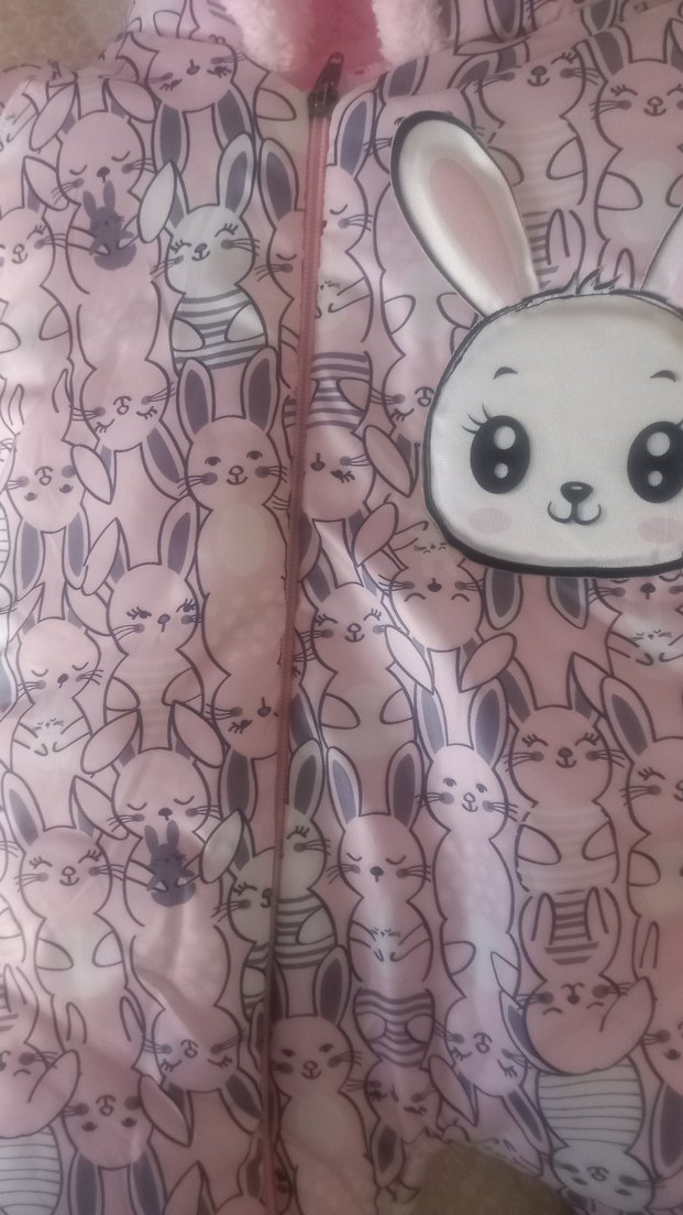 6-12 ay kız bebek tavşan figürlü polar tulum - Görsel 3