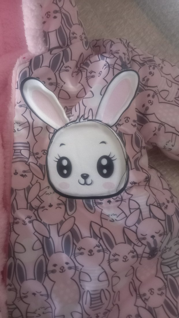 6-12 ay kız bebek tavşan figürlü polar tulum - Görsel 2