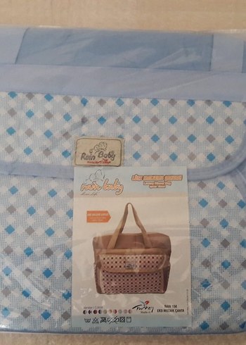 Pastel Desenli Bej Bebek Çantası