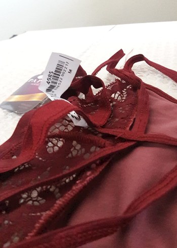 m Beden Bordo Dantel Detaylı Kadın Tanga