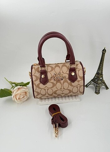 Coach New York Mini Çanta ? Bej & Bordo Detaylı