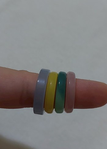 Şeffaf Pastel Renkli Kadın Yüzük Seti - Görsel 2