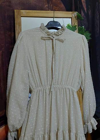 Bej Uzun Salaş Elbise - Görsel 2