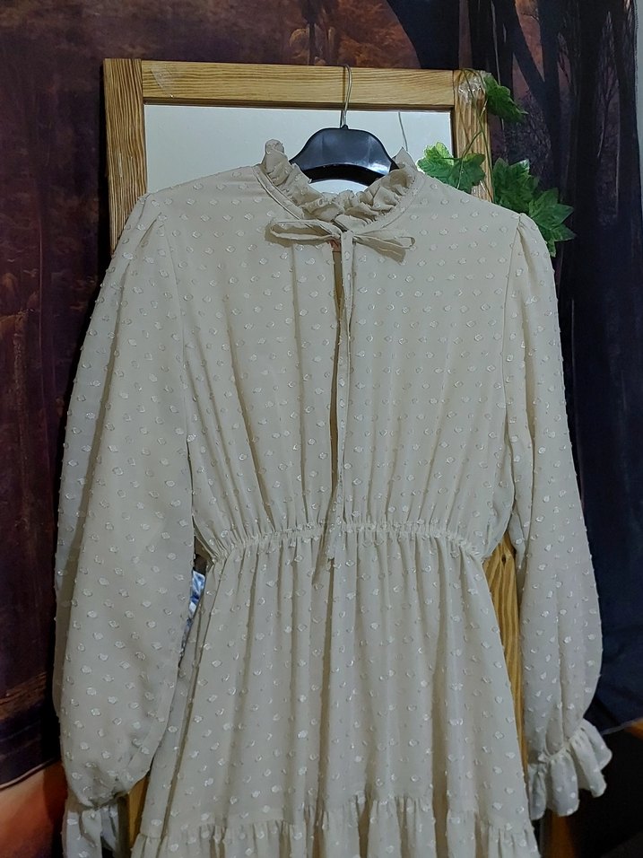 Bej Uzun Salaş Elbise - Görsel 2