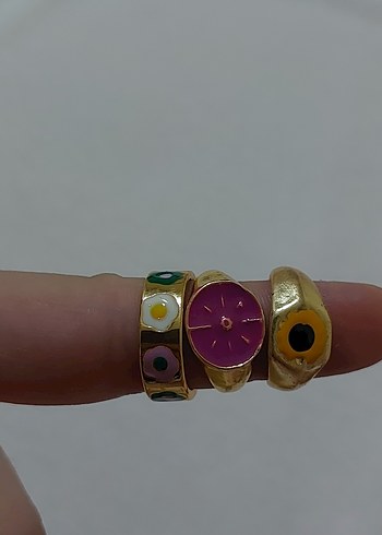 Bohem Çok Renkli Kadın Yüzük Seti - Görsel 2