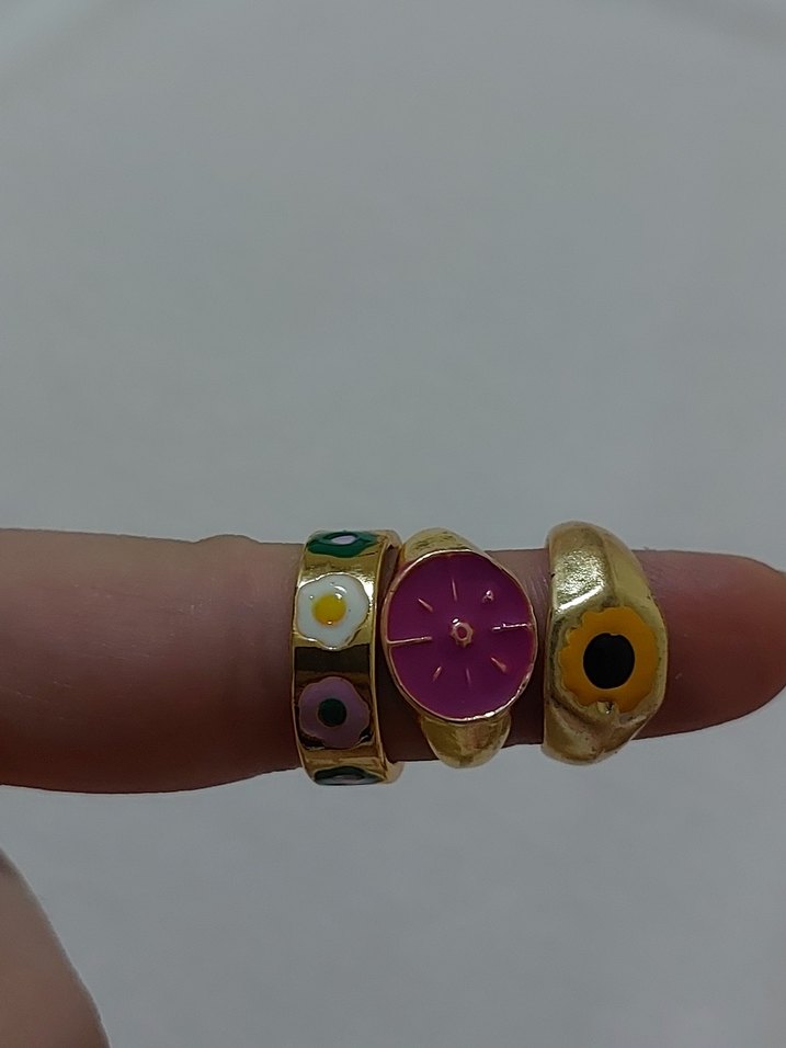 Bohem Çok Renkli Kadın Yüzük Seti - Görsel 2