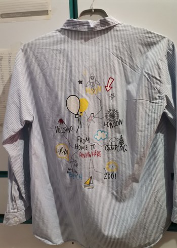 Gri Baskılı Kadın Uzun Kollu Gömlek - Görsel 2